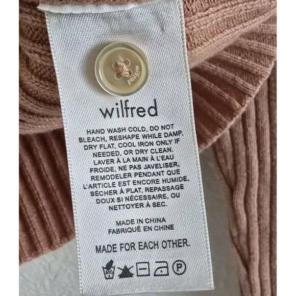 Aritzia WILFRED Manila Cardigan Large Ribbed Wool Blend Minimalist Coquette Pink - Picture 4 of 8